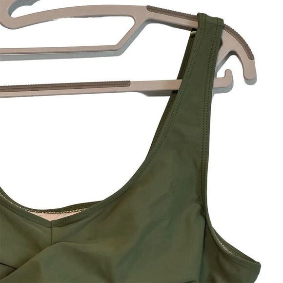 Bikini Swim Top Green Criss Cross Size XL - Picture 5 of 14